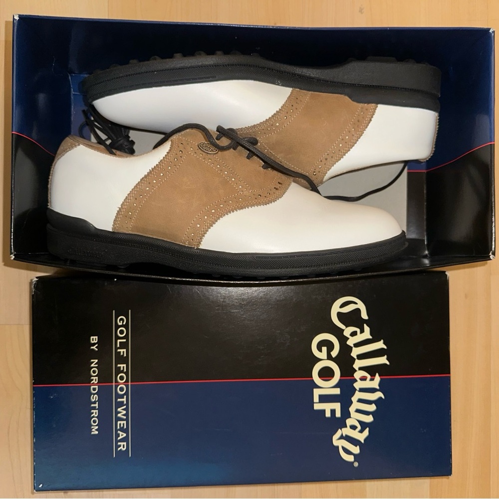 Callaway Men's White and Brown Golf Shoes